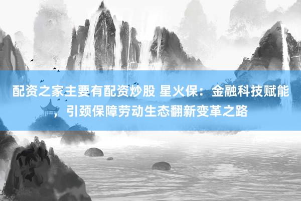 配资之家主要有配资炒股 星火保：金融科技赋能，引颈保障劳动生态翻新变革之路