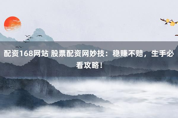 配资168网站 股票配资网妙技：稳赚不赔，生手必看攻略！