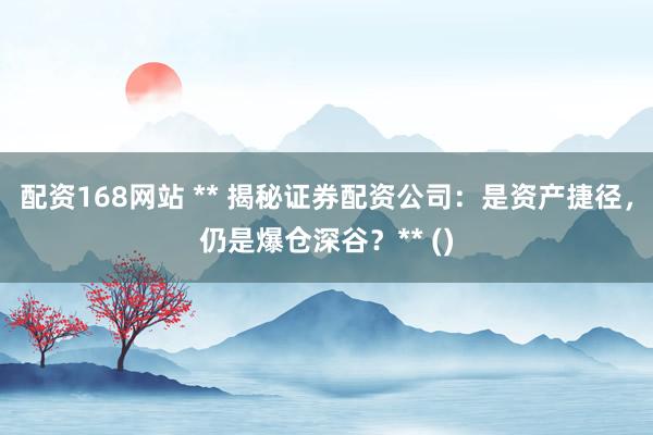 配资168网站 ** 揭秘证券配资公司：是资产捷径，仍是爆仓深谷？** ()