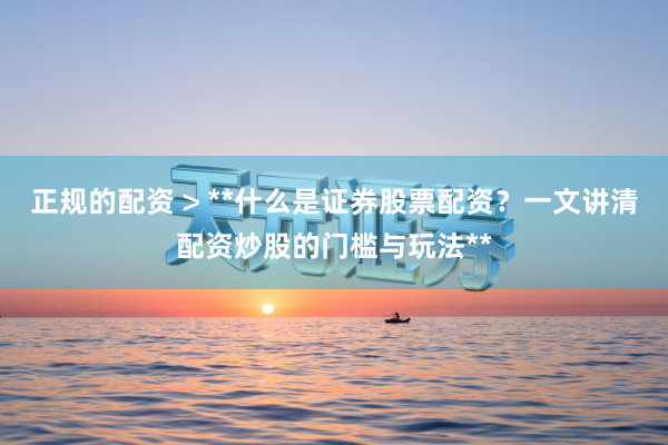 正规的配资 > **什么是证券股票配资？一文讲清配资炒股的门槛与玩法**